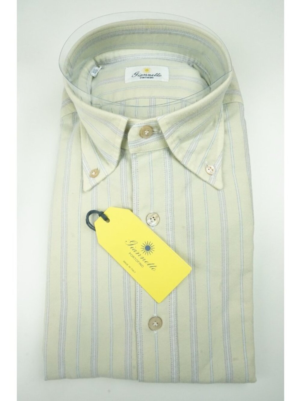 Giannetto Green Blush Striped Cotton Button Up Shirt 15 3/4 40 NEW